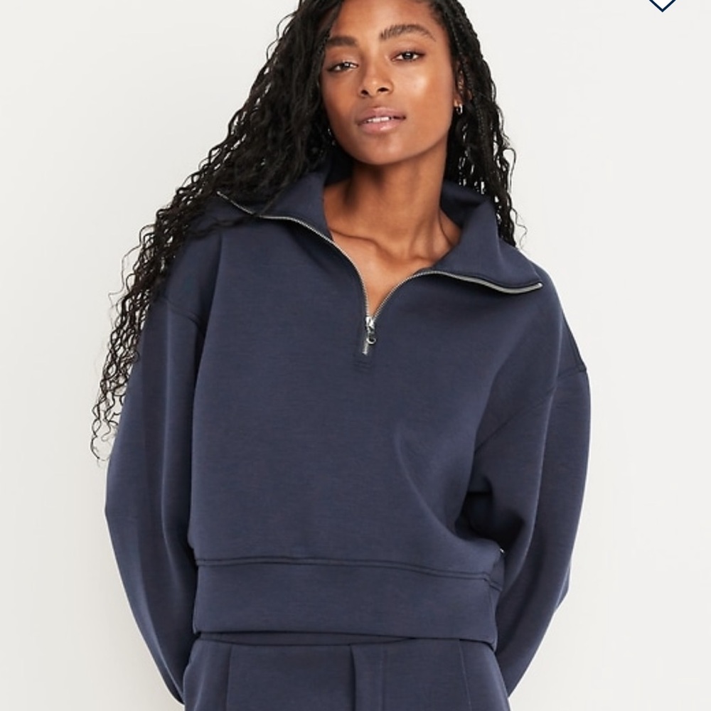 Old Navy Active Half Zip Bounce Fleece Pullover Dusk Navy Blue M Tall NWT